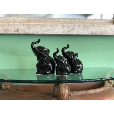 Black Glazed Ceramic Elephant